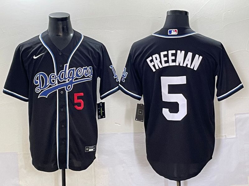 Men 2025 Los Angeles Dodgers #5 Freeman Black Three generations Fashion Nike MLB Jersey style 7042